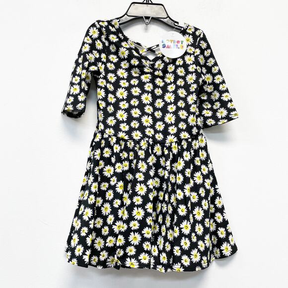 Dot Dot Smile Girls Black Daisy Print Ballerina Short Sleeve Dress Size 2T - Picture 1 of 5